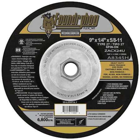 Flexovit DEPRESSED CENTER GRINDING WHEEL A8345H